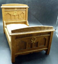 Antique c.1890 German Golden Oak BED 1:12 Dollhouse Miniature for sale  Shipping to South Africa