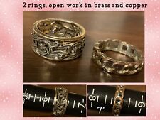 2 Vintage Open Cut Rings, Brass, Copper Sz 6.5” for sale  Shipping to South Africa