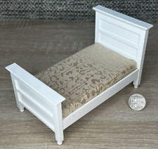 Vintage Dolls House Furniture, Wooden Single Bed, White, 17cm for sale  Shipping to South Africa