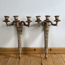 Pair Of Cast Iron Wall Candle Holders Sconces Antique Vintage Gothic Style for sale  Shipping to South Africa