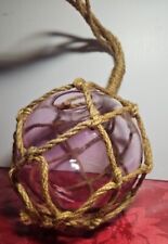 Bóia de pesca rosa japonesa vintage corda amarrada rede flutuante de vidro aberto soprado à mão, usado comprar usado  Enviando para Brazil