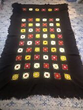 Colcha quadrada de crochê feita à mão vovó rosa afegã cobertor flores 99”x59” marrom comprar usado  Enviando para Brazil