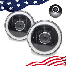 Faróis de projetor de carcaça preta halo olhos de anjo LED branco redondo 7" comprar usado  Enviando para Brazil