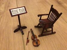 Dolls House furniture - rocking chair, music stand, violin and bow for sale  KETTERING