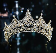 Usado, 7cm de altura Cristal Pérola Tiara Coroa Princesa Rainha Nupcial Casamento Formatura 2 Cores comprar usado  Enviando para Brazil