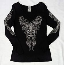 Vocal Top Womans Medium Long Sleeve Black Blouse Shirt for sale  Shipping to South Africa