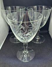 6 floral etched wine glasses for sale  Fox Lake