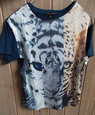 Camiseta Top Alberto Makali Leopardo Gato Salvaje Diseño Mezcla de Algodón Talla M, usado segunda mano  Embacar hacia Argentina