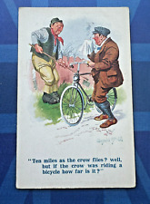 Cartão postal vintage Donald McGill quadrinhos década de 1910 bicicleta ciclismo moscas corvo nº 2137 comprar usado  Enviando para Brazil