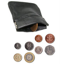 UNISEX HOMBRE SEÑORA SUAVE CUERO NEGRO BOLSA DE MONEDAS BOLSO A PRESIÓN CARTERA - STOCK REINO UNIDO segunda mano  Embacar hacia Mexico