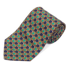 Usado, Gravata BEAUFORT dourada verde esmeralda treliça joia azul marinho masculina gola de seda comprar usado  Enviando para Brazil