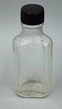Botella de vidrio transparente vintage DURAGLAS en relieve 3 i medicina boticaria tapa negra, usado segunda mano  Embacar hacia Argentina