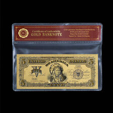 WR 1899 US $5 Gold Banknote Chief One Papa Indian Five Dollars Rare Banknote COA na sprzedaż  Wysyłka do Poland