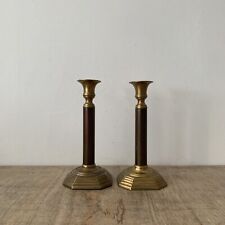 Vintage Rustic Style x2 Pair Brass & Copper Candlestick Holders Mantle Decor, used for sale  Shipping to South Africa