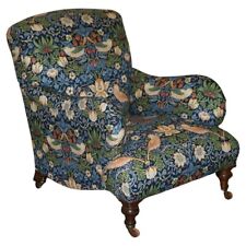 ANTIQUE HOWARD & SONS BRIDGEWATER ARMCHAIR WILLIAM MORRIS STRAWBERRY THIEF, used for sale  Shipping to South Africa