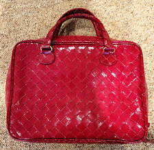 Bolsa de maquiagem vermelha Estee Lauder estojo cosmético bolsa notebook shopper tecido brilhante, usado comprar usado  Enviando para Brazil