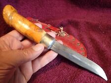 HEAVY SHARP HANDMADE HUNTING KNIFE PUUKKO w SHEATH FINLAND FINNISH for sale  Shipping to South Africa