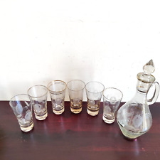 Vintage Golden Itching Work Clear Floral Glass Tumbler Jug Set Of 6 Pcs G1025 for sale  Shipping to South Africa