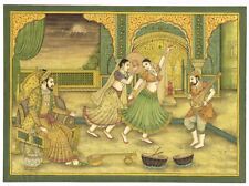 Used, Super Finest Indian Miniature Painting Mughal Emperor Shahjahan Enjoying Dance for sale  Shipping to Canada