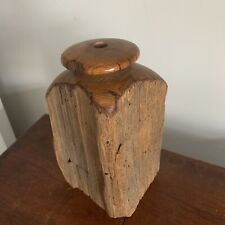 Torno de madeira vaso virado vintage borda crua laterais escultura meados do século comprar usado  Enviando para Brazil