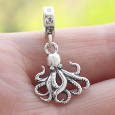 925 Sterling Silver Octopus Charm Dangle 3D Sea Life Animal Beach For Bracelet for sale  Shipping to South Africa