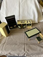 Kitchen Dollhouse Furniture Set Stove Refrigerator 1:12 Scale Yellow And Green for sale  Shipping to South Africa