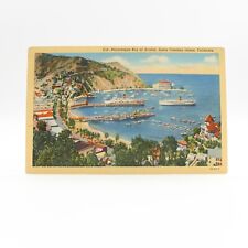Cartão postal Bay of Avalon Santa Catalina CA vista costeira navios barcos linho 1939 comprar usado  Enviando para Brazil