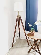 Tripod Floor Lamp Nautical Vintage Retro Style Wooden Brass Stand Home & Decor for sale  Shipping to South Africa
