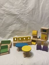 Plan Toys casa de bonecas de madeira cozinha forno mesa cadeira mini móveis conjunto com 13 peças comprar usado  Enviando para Brazil
