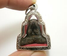 LP KRON PIDTA IN 1950s CLOSE EYES BUDDHA CRON TOK RAJA THAI AMULET LUCKY PENDANT, used for sale  Shipping to South Africa