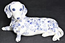 Used, Danbury Mint Elegant Companion Dachshund Dog Blue Delft Style Porcelain Statue 1 for sale  Bridgewater