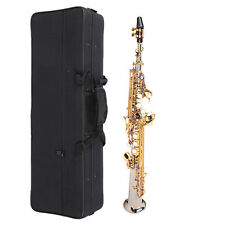 Saxofone reto soprano profissional latão tubo banhado a prata chave dourada P comprar usado  Enviando para Brazil
