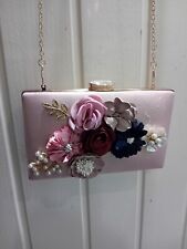 Pink floral clutch for sale  BOLTON