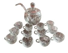 Used, Vintage Punch Bowl Cut Crystal Set of 12 Cups 1 Punch Ladle 1 Bowl and 1 Top for sale  Shipping to South Africa