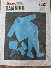 ROBIN BAMBINO 2552 KNITTING PATTERN BABYS 19-21"inch Chest. VINTAGE PRAM SET. for sale  Shipping to South Africa