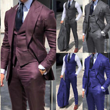 3 Piece Men's Fashion Suits Single Row Back Collar Business Jacket+Vest+Pants New for sale  Shipping to South Africa