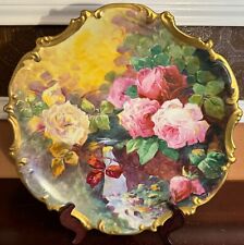 Used, Gorgeous 15.5" Hand Painted Plaque Coronet Limoges France Artist Signed Duval for sale  Shipping to South Africa