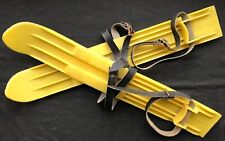 Soviet Vintage 80s Kids Plastic Yellow Mini Skis with Leather Straps for sale  Shipping to South Africa