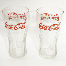2 x Coca Cola original retro vintage glasses red embossed VGC, used for sale  Shipping to South Africa