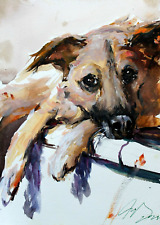 Painting Dog Animal Portraits Drawing Watercolor Original Impressionist  11x8in for sale  Shipping to Canada