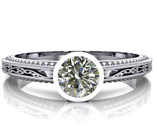 1.31 Ct,Round Near White Moissanite Diamond Engagement 925 Silver Wedding Ring for sale  Shipping to South Africa