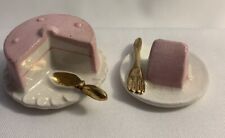 Bolo de cerâmica miniatura e fatia saleiro e pimenta shakers ROSA, usado comprar usado  Enviando para Brazil