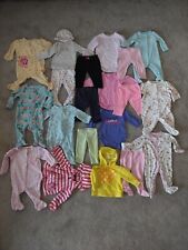 Baby Girl 3-6 Months Lot of 23: Footie Sleeper Pajama Long Sleeve Jacket 1-Piece, used for sale  Shipping to South Africa