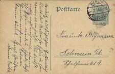 PK, Deutsches Reich 5 Pfennig - gelaufen 1914 von Berlin nach Schwerin, gebraucht gebraucht kaufen  Gaustadt,-Berggeb,-Bug