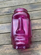 Large Pink glass head Monolithic head Easter island look floor vase 35cm Tall for sale  Shipping to South Africa