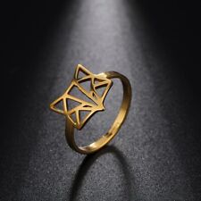 Anillo de zorro de origami hueco animal acero inoxidable anillos ajustables boda segunda mano  Embacar hacia Argentina