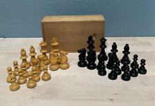 Solo piezas de ajedrez de madera vintage - con caja de almacenamiento de madera y fondo de fieltro segunda mano  Embacar hacia Argentina
