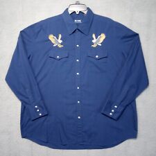 Camisa Vintage BLAIR Masculina Águia Gaúcha Pérola Snap XL Azul Bordado Western comprar usado  Enviando para Brazil