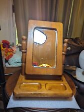 Vintage Wood Tabletop Dresser Vanity Swivel Mirror Jewelry Tray Gentlemen  for sale  Shipping to South Africa