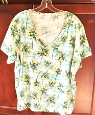 Blusa de malha de algodão OLD NAVY XXL palmeiras tropicais, ShSlvs, gola V_Cruise Wear_exl, usado comprar usado  Enviando para Brazil